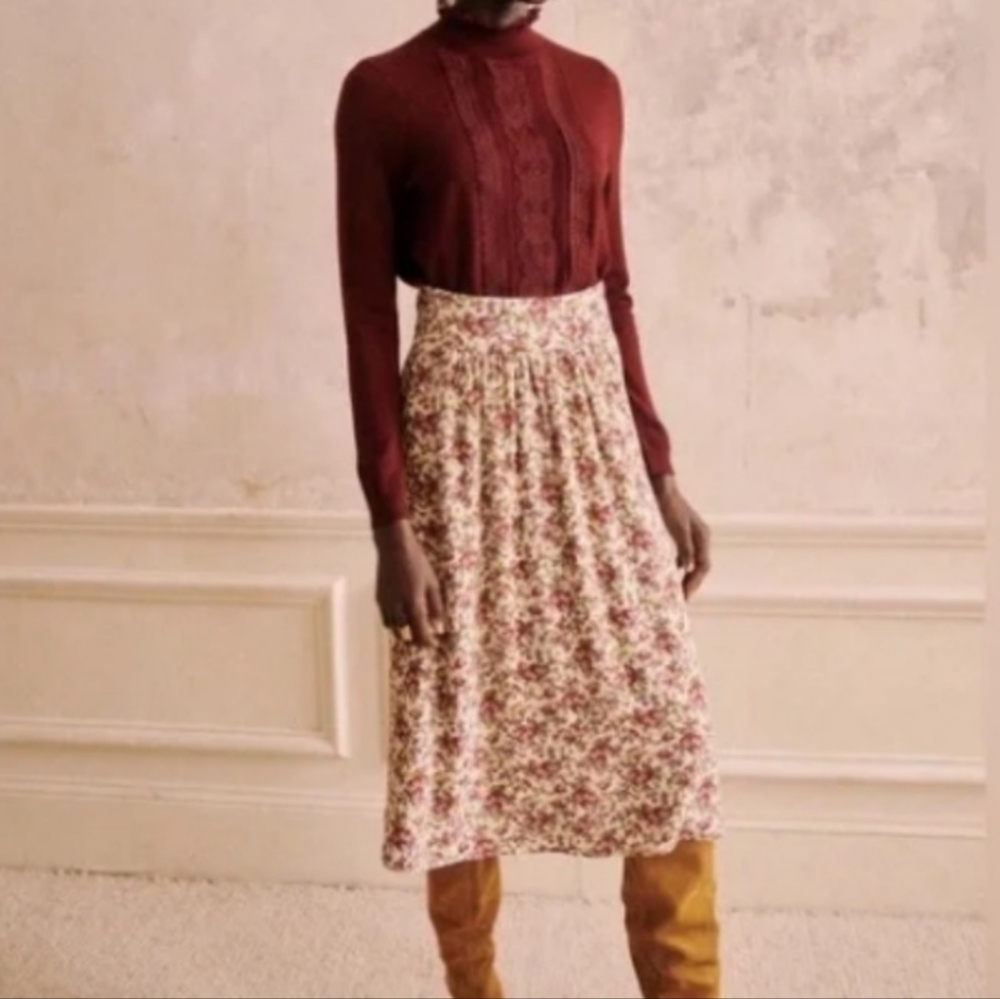 Sezane Maria Red Floral Midi Skirt | 36 - Picture 2 of 11